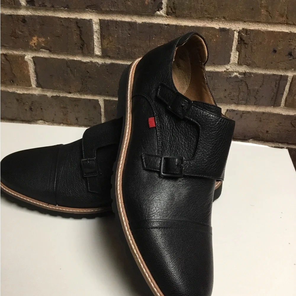 Men's Black Double Monk Strap Slip-On Loafer